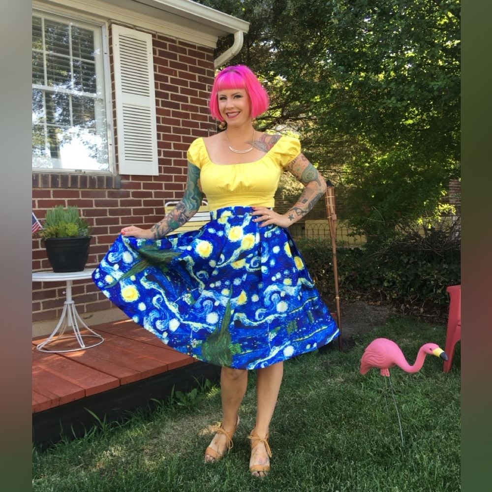 The moon Van Gogh starry night skirt
